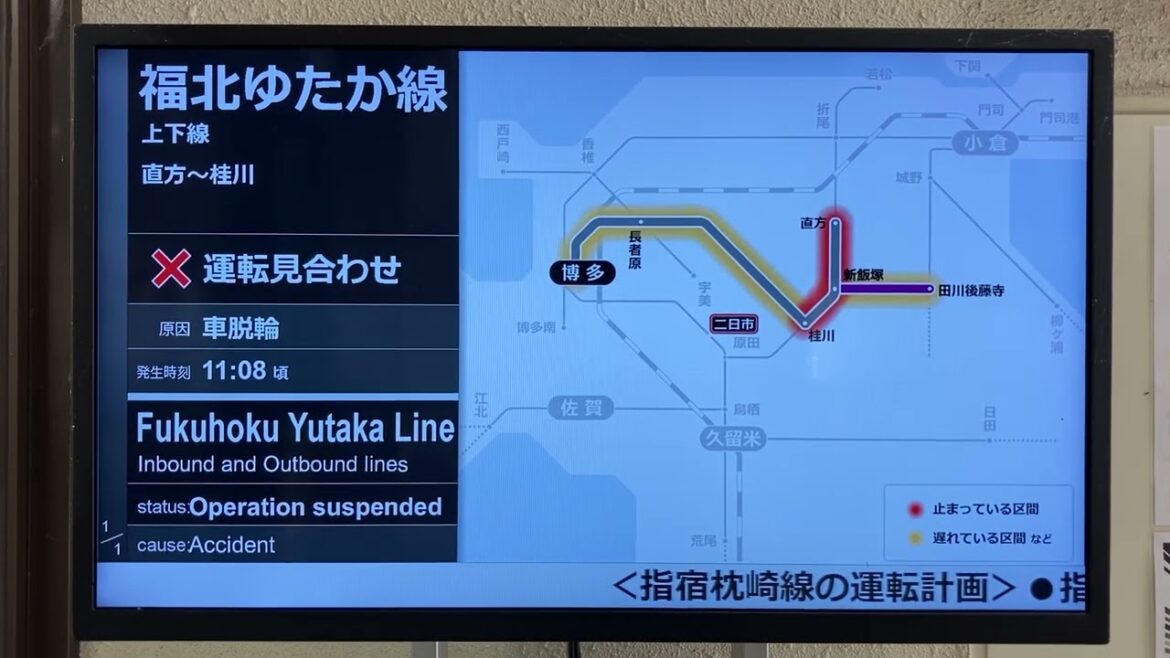JR九州 列車運行情報を表示するディスプレイ 二日市駅