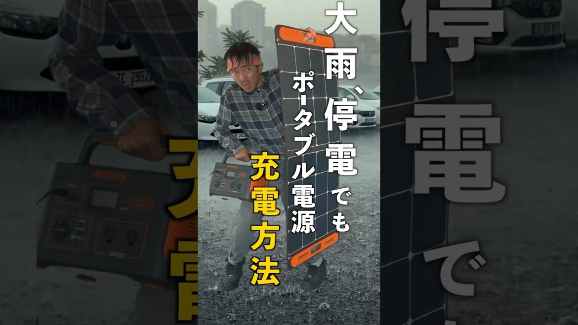 災害！雨で停電してもポータブル電源を充電する方法！#shorts  #ソーラーパネル #台風 #地震 #ソーラー発電 #ポータブル電源 #災害