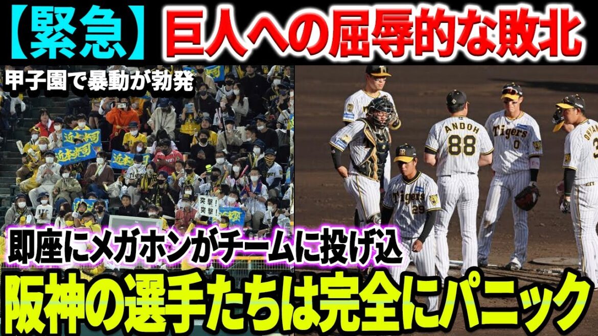 前代未聞の甲子園大騒動！巨人への屈辱的な敗北がファンの怒りを爆発させた！1つの拡声器が瞬時にチームに投げ込まれ、阪神の選手たちはパニック！岡田監督の取材拒否の衝撃の真実！