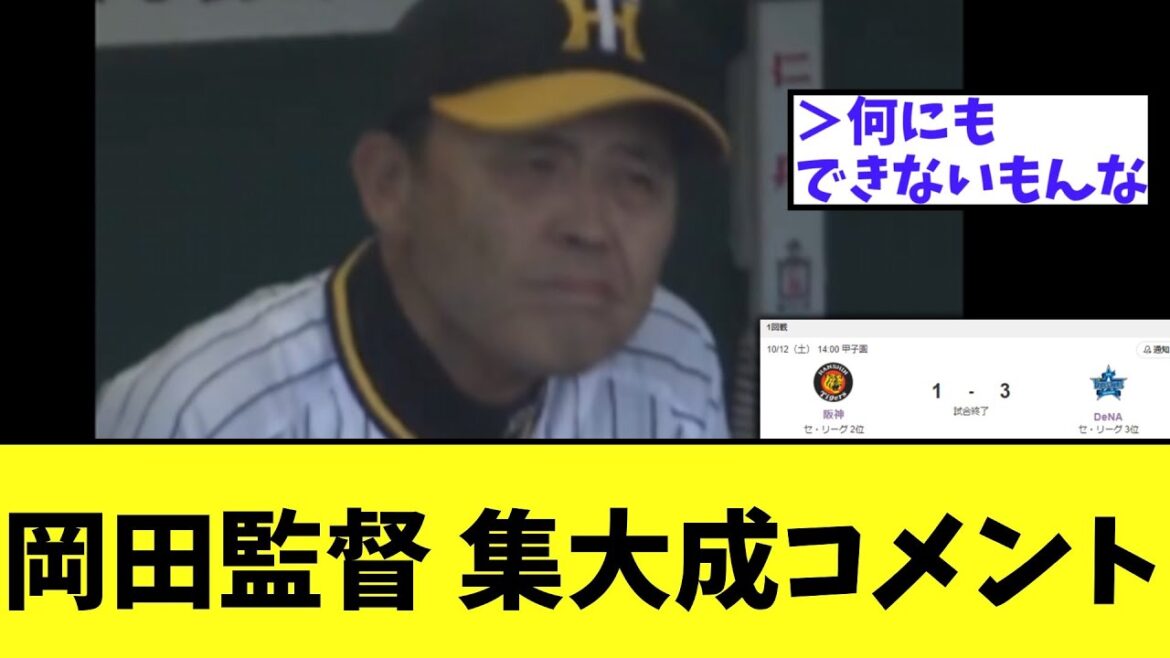 【悲報】岡田監督 1年間変わらんかったなコメント　阪神１―３ＤｅＮＡ