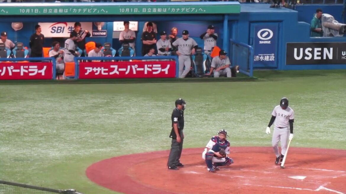 モンテスの打撃フォームをベンチで真似してる坂本勇人＜ ヤクルトスワローズ 対 読売ジャイアンツ 2024年9月29日＞