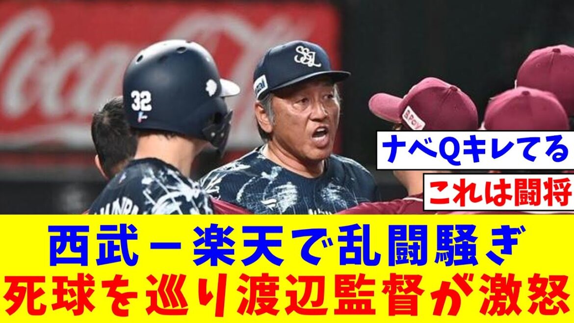西武－楽天で乱闘騒ぎ　佐藤龍世への死球巡り渡辺監督が激怒　両軍総出、球場が騒然【なんJ反応】【プロ野球反応集】【2chスレ】【5chスレ】