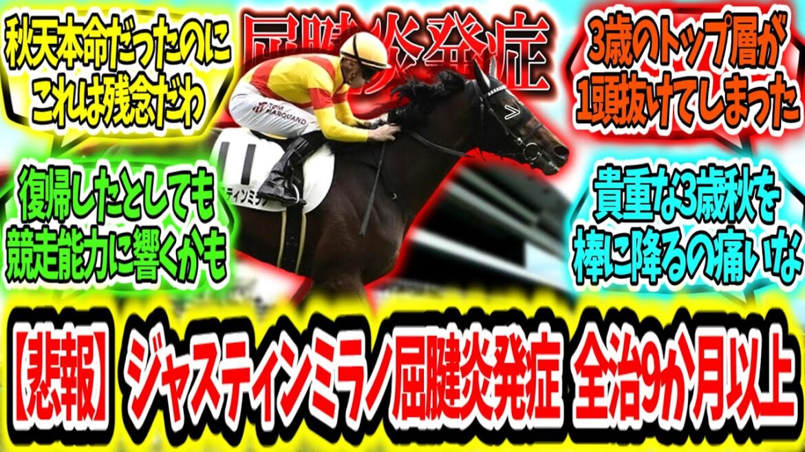 『【悲報】皐月賞馬ジャスティンミラノ屈腱炎発症。全治9カ月以上。』に対するみんなの反応【競馬の反応集】 『【悲報】皐月賞馬ジャスティンミラノ屈腱炎発症。全治9カ月以上。』に対するみんなの反応【競馬の反応集】
