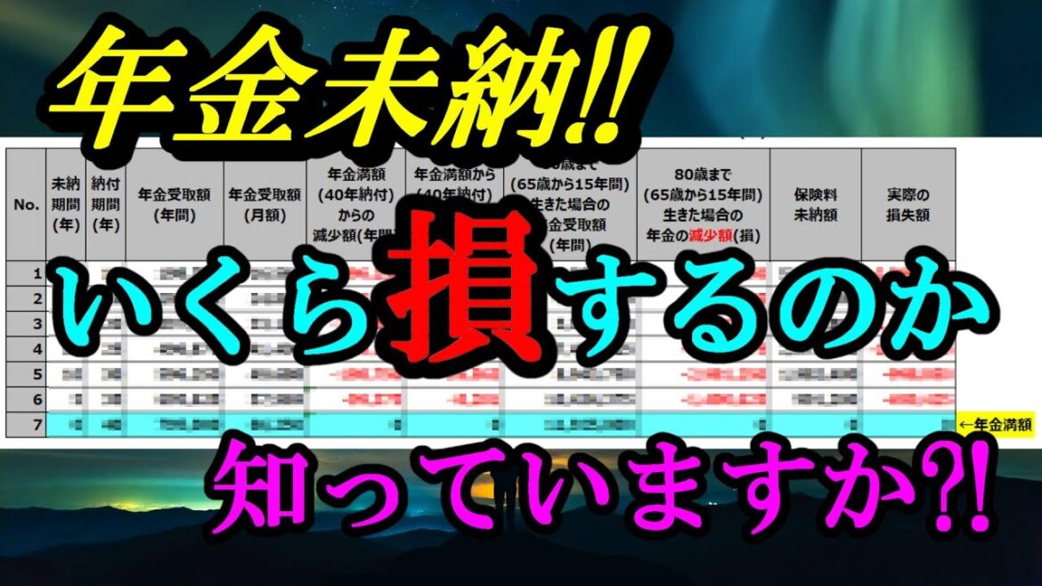 老後の年金 国民年金保険料を１年間払わないと老後の年金はいくら減るか知っていますか？これを見たら国民年金保険料を払いたくなるはずです。年金未納すると将来受け取る年金がこんなにも減ってしまいます!!