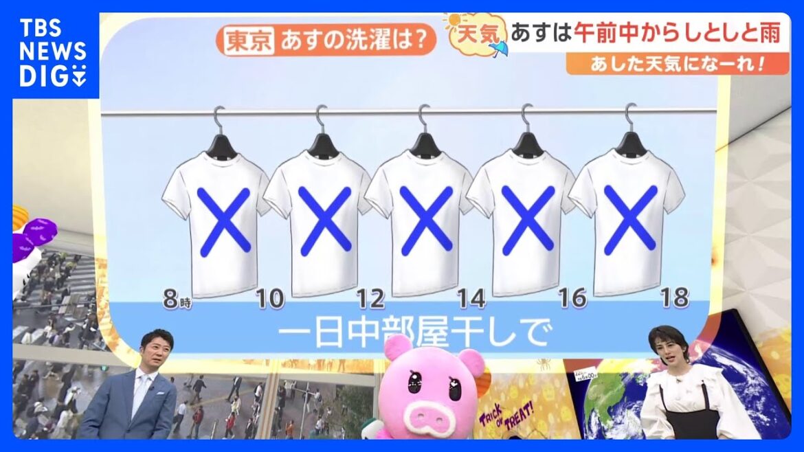 【10月23日 関東の天気】しとしと雨　大きな傘を｜TBS NEWS DIG