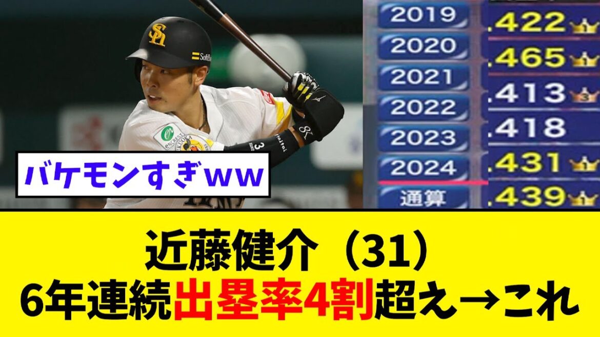 近藤健介 6年連続出塁率4割超え→これ