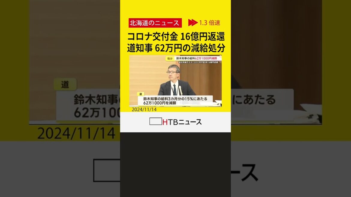 北海道・鈴木知事　3カ月分の給料の15％=62万1000円の減額処分　新型コロナ関連交付金事務手続きミスで