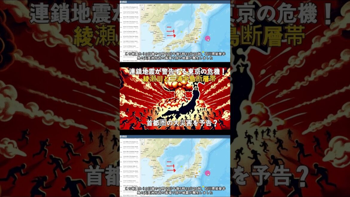 連鎖地震が警告する東京の危機！綾瀬川と三浦半島断層帯、首都圏の大災害を予告？