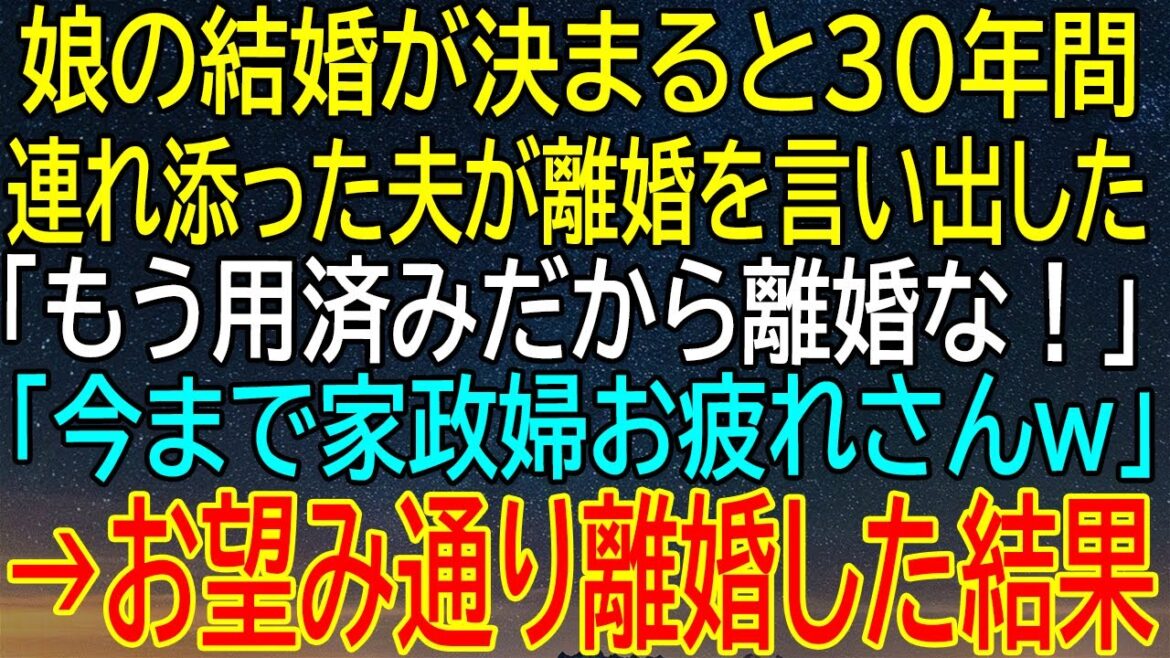 【感動★総集編】夫からの衝撃的な離婚宣言、30年間の家政婦生活に終止符が打たれる！果たしてその後はどうなった？【感動する話】