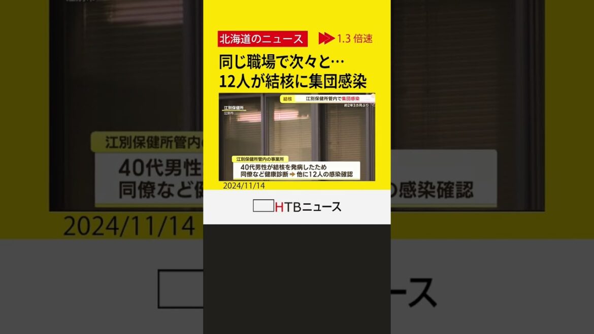 結核に１２人感染　同じ職場の２０代～７０代　北海道では２年３カ月ぶりの集団感染　重症者なし