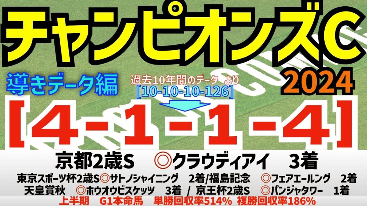 【チャンピオンズカップ2024】　導きデータ編　過去10年間のデータから導かれた馬とは！【データ傾向】【競馬予想】