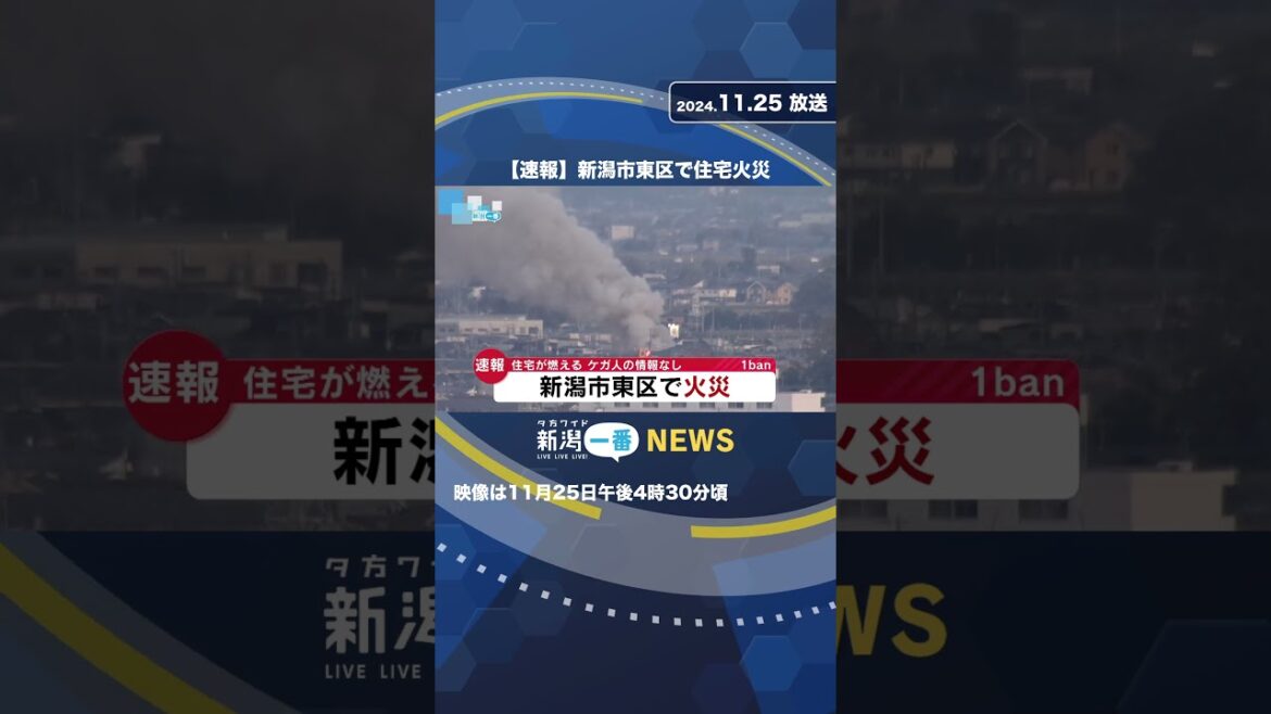 【速報】新潟市東区で住宅火災（映像は11月25日午後4時30分頃） #shorts