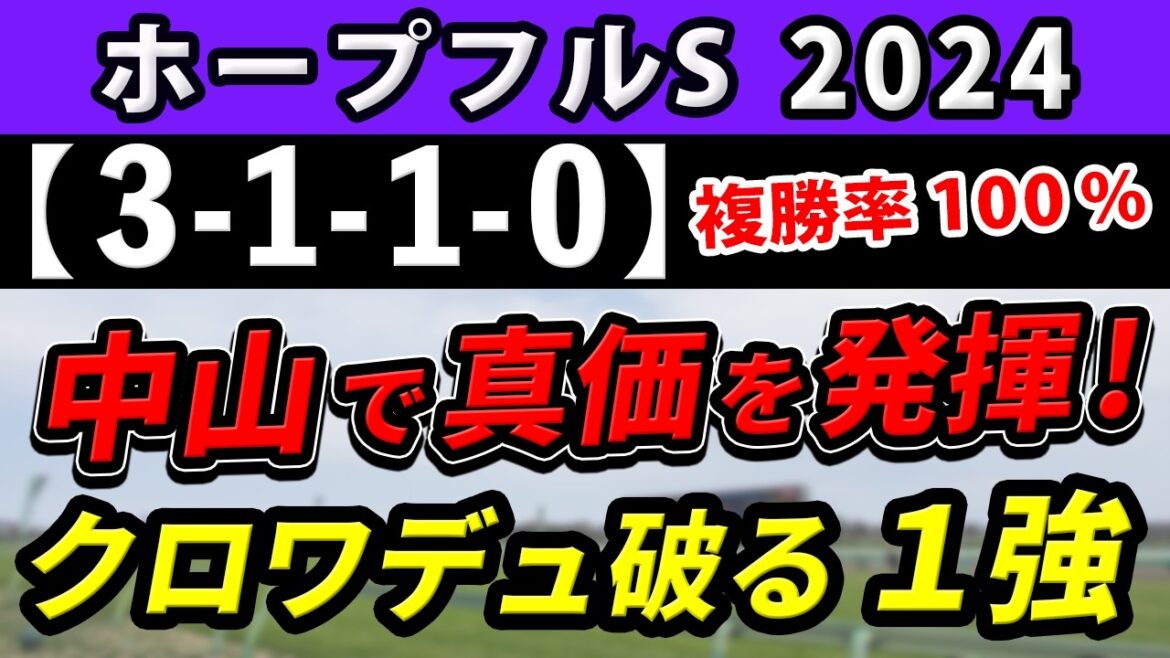 ホープフルステークス 2024【鉄板注目馬⇒複勝率100％(3-1-1-0)】中山で真価を発揮する！クロワデュノールを上回る1強はコレ！+消去データ公開！