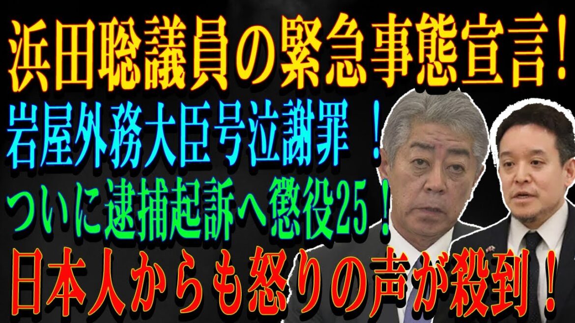 浜田聡議員の緊急事態宣言!岩屋外務大臣号泣謝罪 ! ついに逮捕起訴へ懲役25！日本人からも怒りの声が殺到！