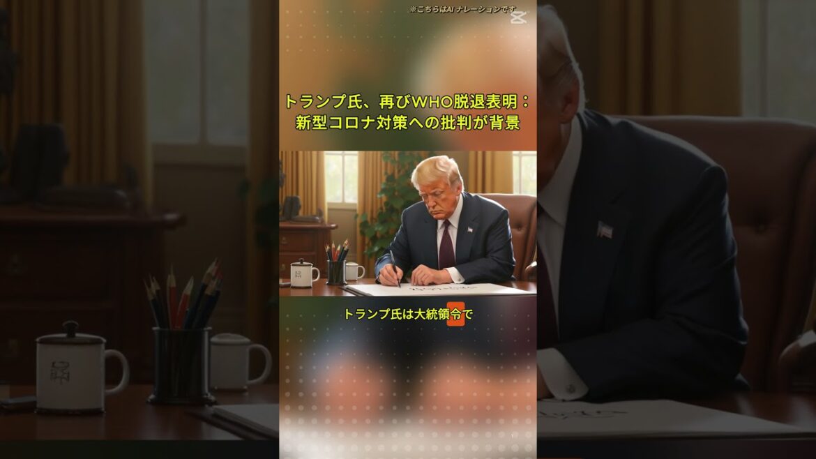 トランプ氏、再びWHO脱退表明：新型コロナ対策への批判が背景