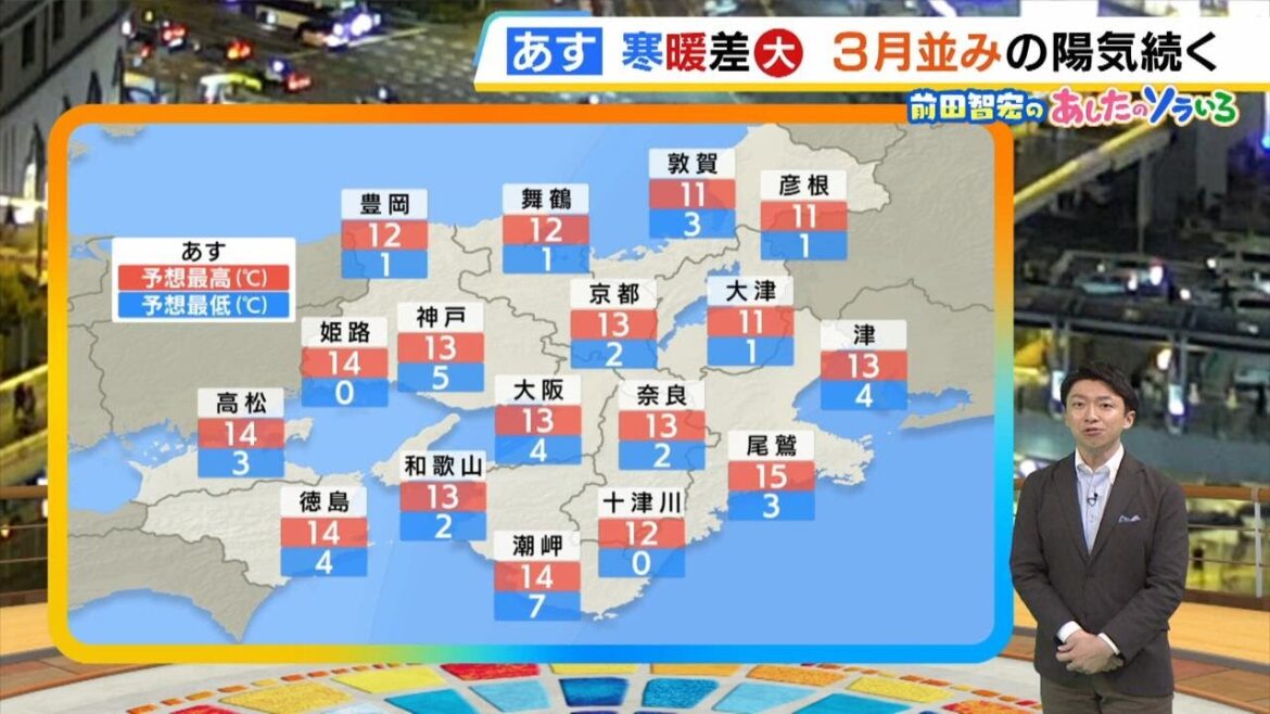 【1月22日(水)】朝の冷え込み強まり日中との寒暖差大！気温差１０℃以上の所が多くなりそう【近畿の天気】#天気 #気象
