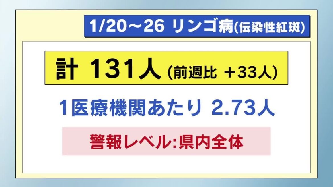 リンゴ病とインフル　警報レベル続く　１月２０日～２６日