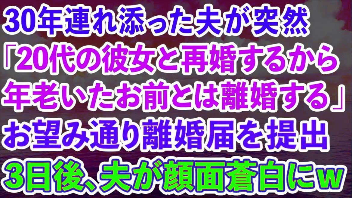 【スカッとする話】30年の結婚生活を捨てられた私。夫が再婚を宣言した3日後、元夫が顔面蒼白に!? 驚きの結末とは」