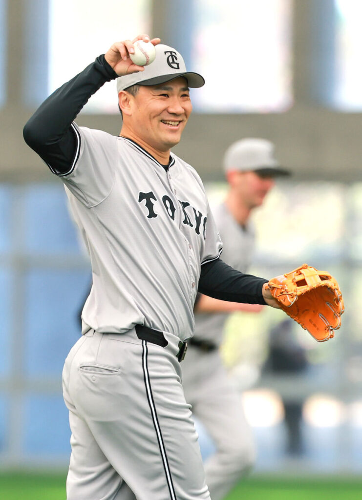 ノックを受ける田中将大(カメラ・小林　泰斗)