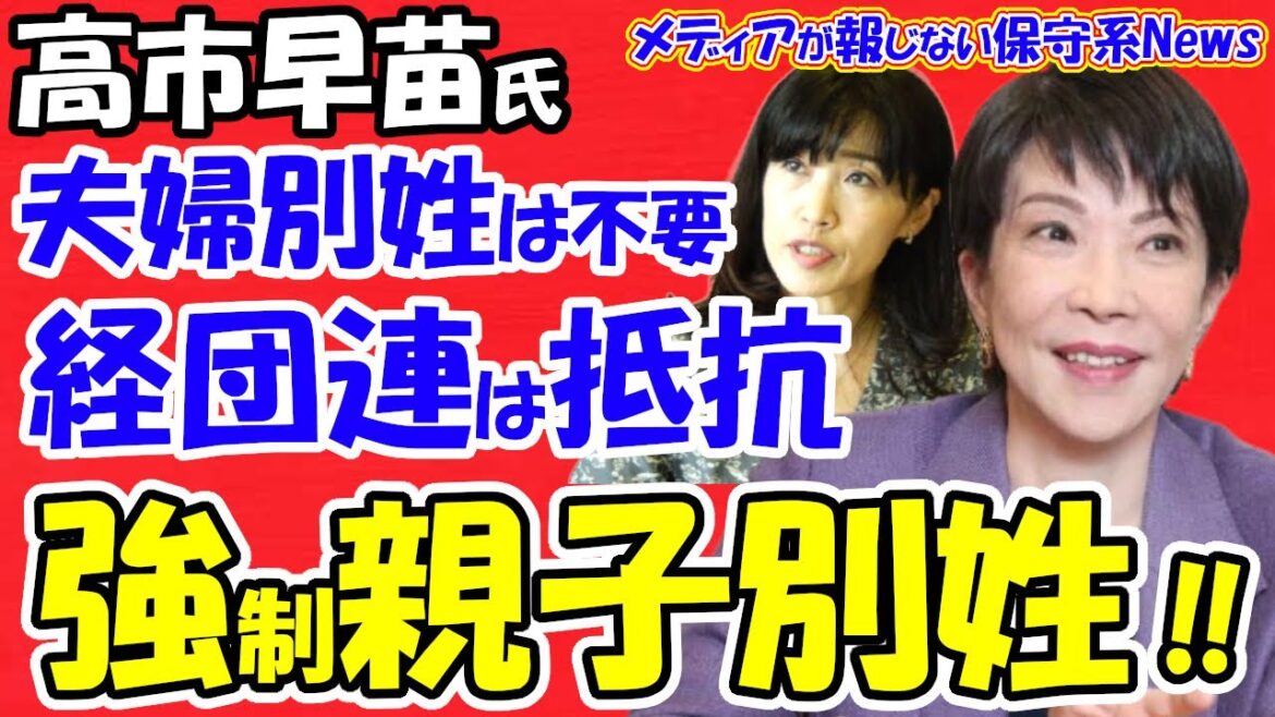 【高市早苗氏】夫婦別姓は不要！！強制的親子別姓だ！！経団連の夫婦別姓推進はこの女性が原因！！自民党会合で経団連に集中砲火！！立憲が国会へ夫婦別姓法案提出できない！？【メディアが報じない保守系News】