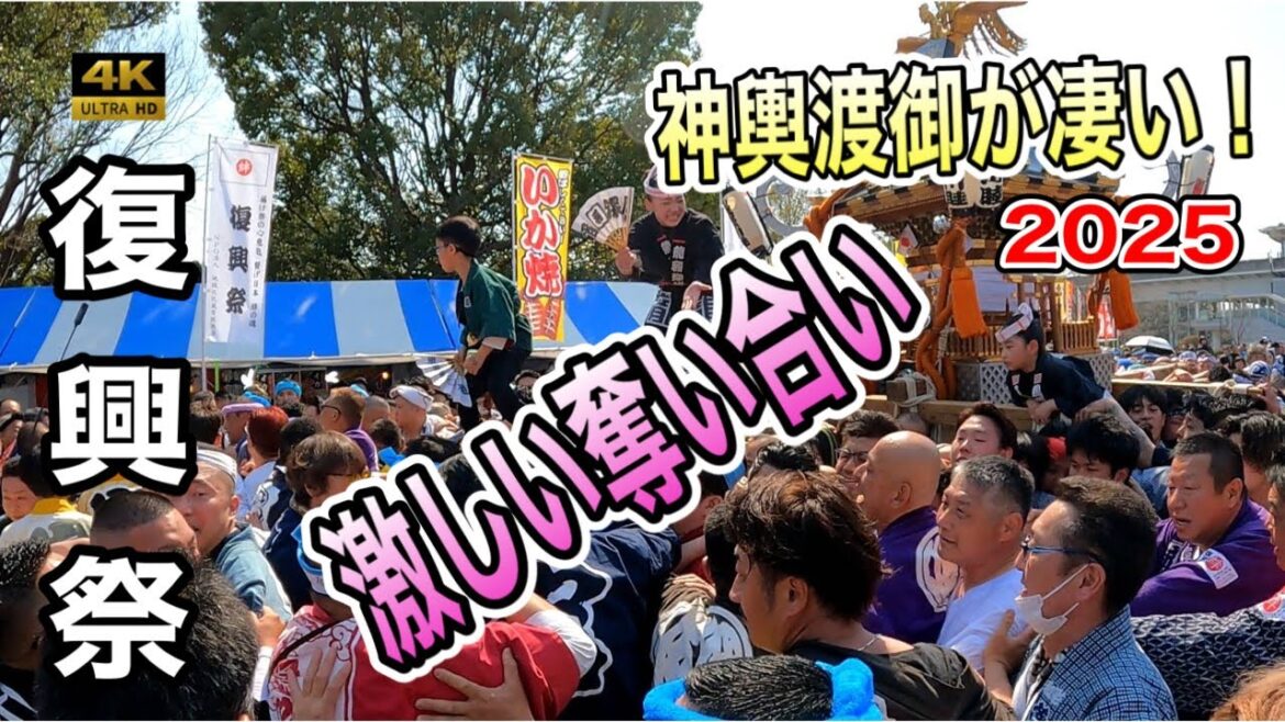 衝撃映像！もはや喧嘩！？神輿の奪い合いが激しすぎる！【復興祭2025】 舎人公園 が戦場に！？