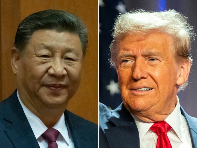 2024年12月19日にマカオで撮影された中国の習近平国家主席と、2024年11月13日にワシントンD.C.で撮影されたドナルド・トランプ大統領