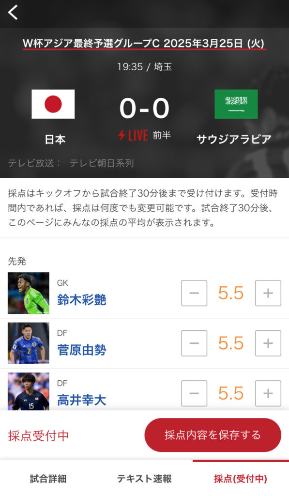 スタメン6人変更…サウジアラビアと戦う日本代表の採点受付中 | ゲキサカ