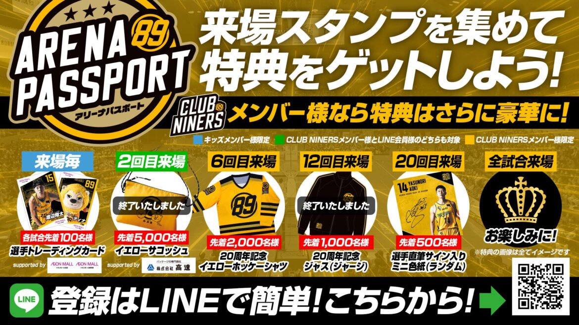 来場スタンプ数に応じて豪華来場特典をプレゼントする「アリーナパスポート」！ | 仙台89ERS