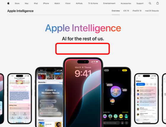 AppleがApple Intelligenceの紹介ページから「今すぐ入手可能」という文言を削除し新しいSiriに関する動画を削除 - 画像