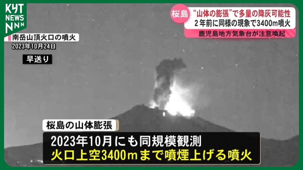 気象台「警戒を」桜島に山体膨張・地殻変動　大規模噴火の可能性も