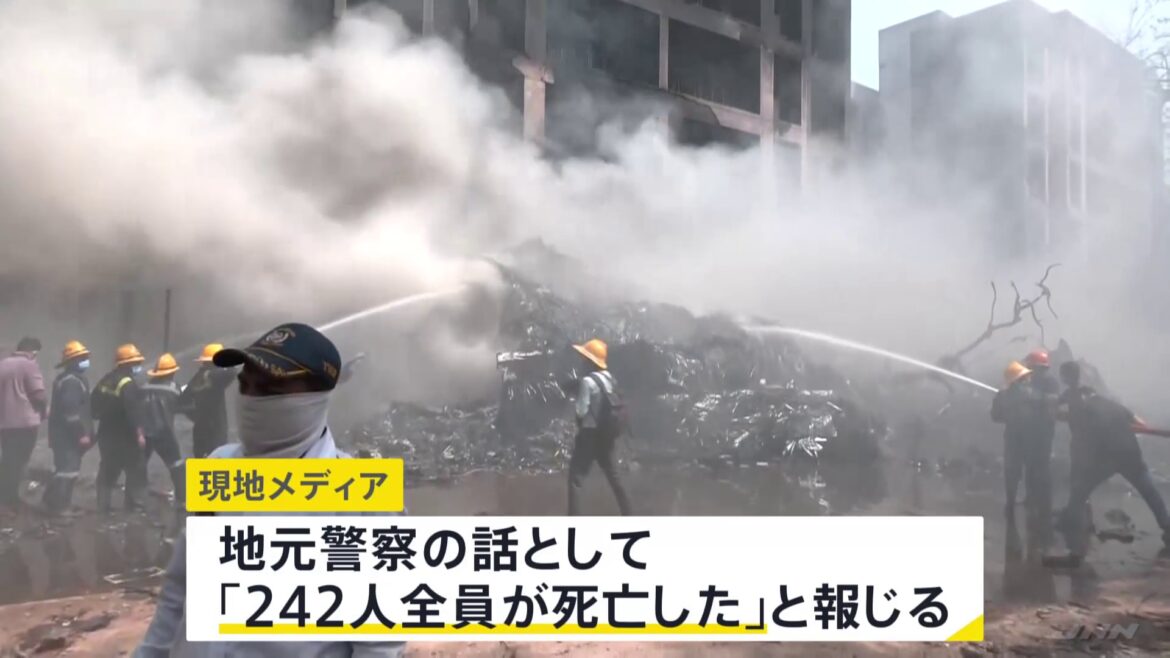 【速報】“242人全員が死亡”報道　インド西部でエア・インディアの旅客機が市街地の学生宿舎に墜落 地上の学生らも犠牲に（TBS NEWS DIG Powered by JNN）
