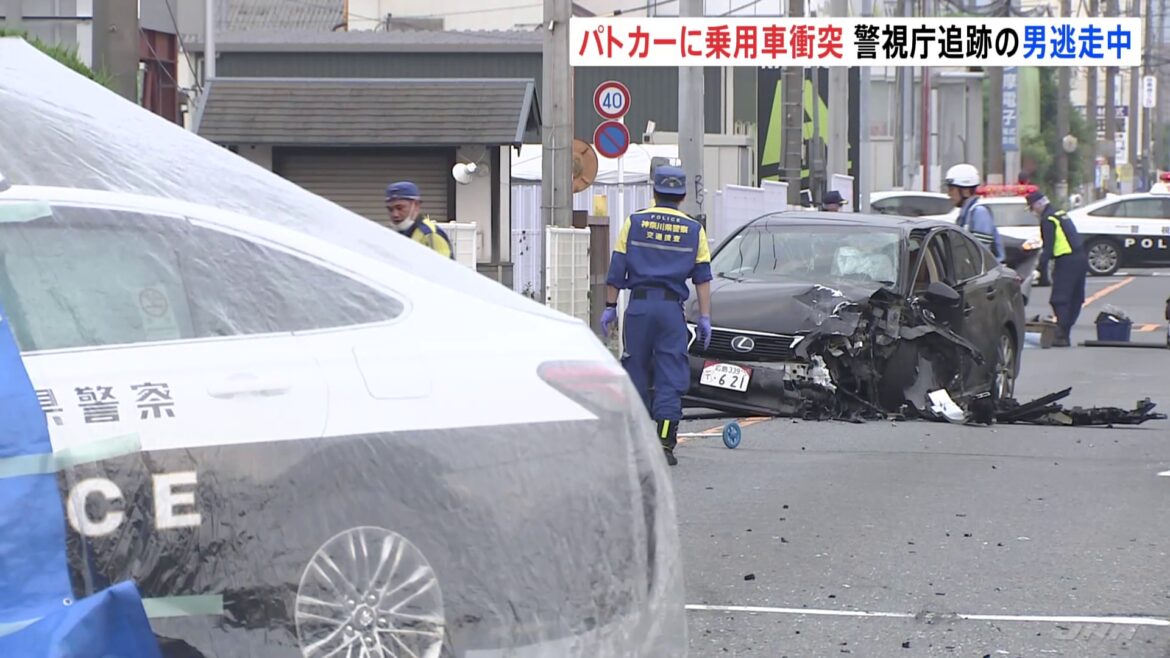 【速報】警視庁追跡の“不審な乗用車”が別のパトカーと衝突　乗用車の若い男が逃走…ひき逃げなどの疑いで捜査　神奈川・相模原市（TBS NEWS DIG Powered by JNN）