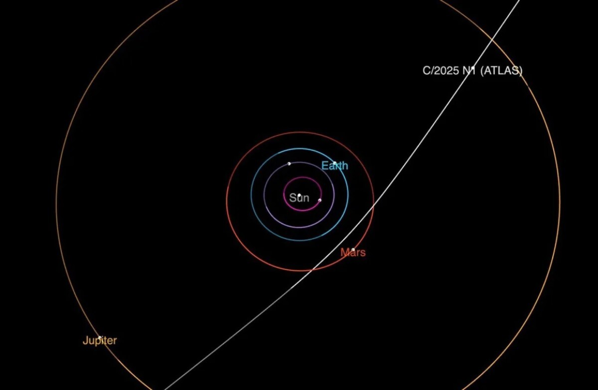 太陽系を通過する「３Ｉ／ＡＴＬＡＳ」の軌道を示した図/NASA/JPL-Caltech