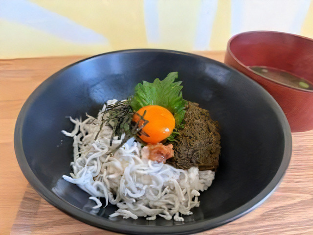 道の駅白崎海洋公園  しらすとアカモクのハーフ丼