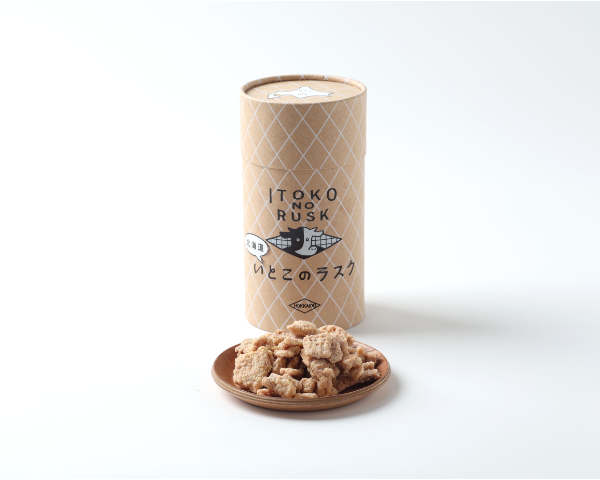 北海道限定の新ブランド「北海道バターのいとこ 」の限定店舗で販売される「北海道いとこのラスク（ミルク／チョコ）」