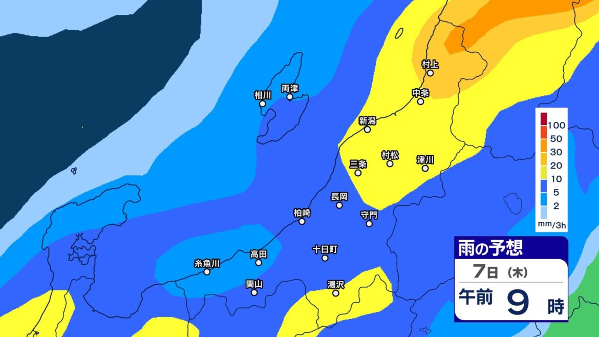 新潟県内は7日にかけて“バケツをひっくり返したような”激しい雨の恐れ 警報級の大雨となる恐れも【3時間ごとの雨シミュレーション・5日午後9時更新】（ＢＳＮ新潟放送） - Yahoo!ニュース - Yahoo!ニュース