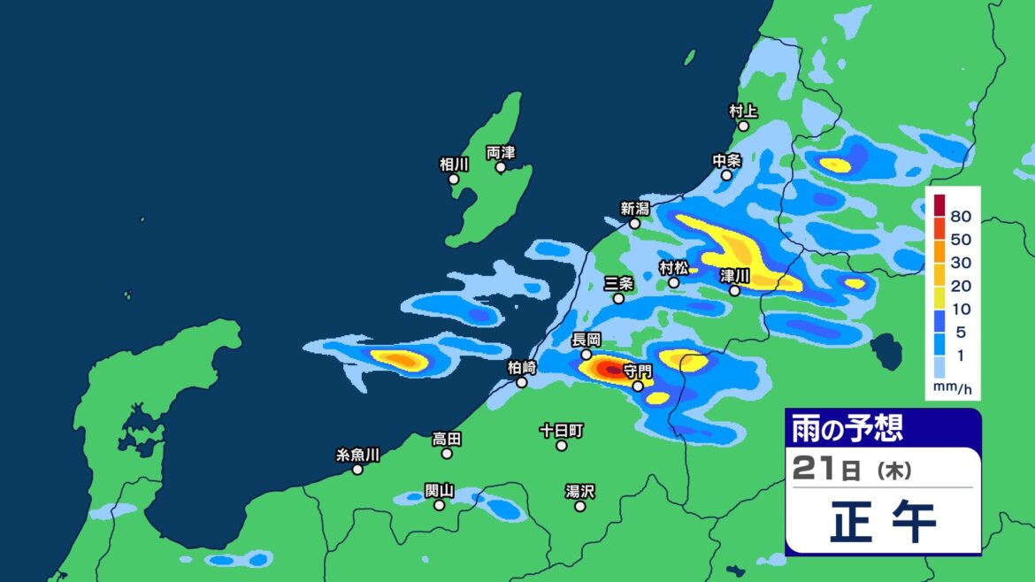 きょう21日も新潟県内は“バケツをひっくり返したような”激しい雷雨の所が… 長岡地域に大雨警報 落雷や急な強い雨などに注意【30分ごとの雨シミュレーション・21日午前9時45分現在】（ＢＳＮ新潟放送） - Yahoo!ニュース - Yahoo!ニュース