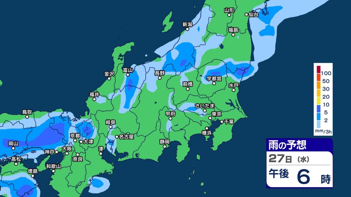 【大雨情報】関東甲信では27日も“滝のような”非常に激しい雷雨の恐れ 新潟県でも激しい雷雨か 警報級の大雨となる恐れも【3時間ごとの雨シミュレーション・26日午後9時更新】（ＢＳＮ新潟放送） - Yahoo!ニュース - Yahoo!ニュース