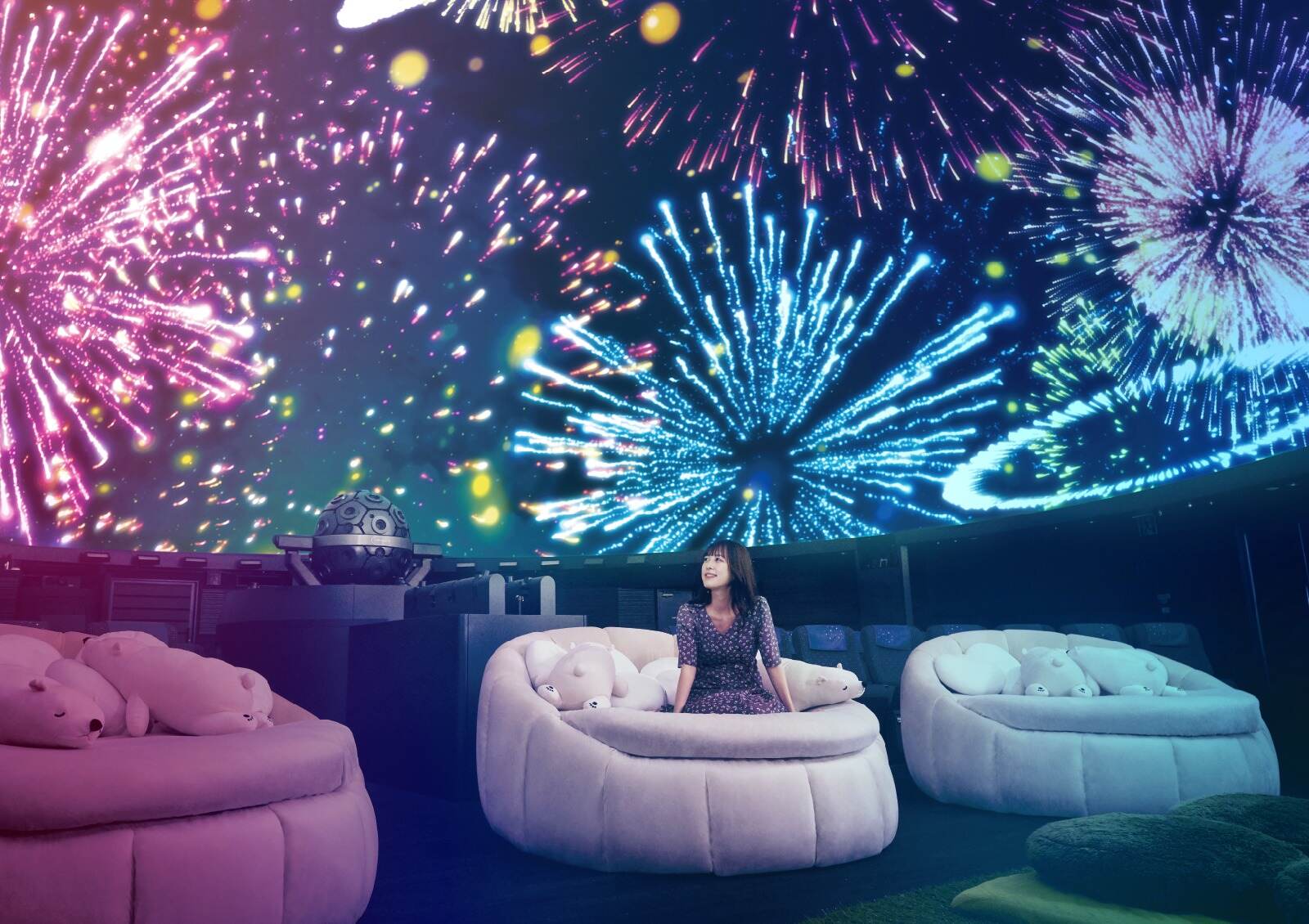 「花火ウェルカムドーム」“撮影OK”夜空に浮かぶ花火の演出、コニカミノルタプラネタリウム全5館で