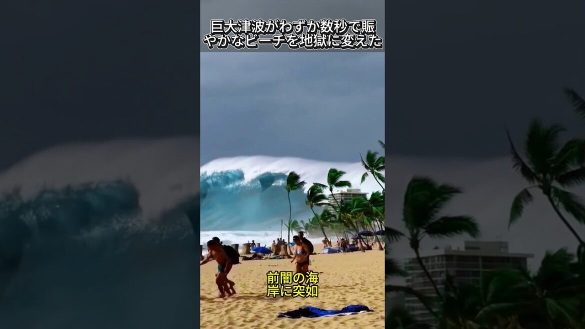 巨大津波がわずか数秒で賑やかなビーチを地獄に変えた