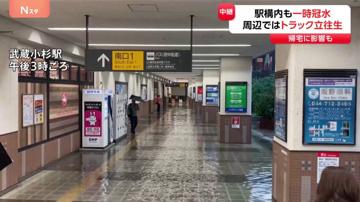 神奈川・川崎市　武蔵小杉駅と周辺で道路冠水　帰宅の足に影響（TBS NEWS DIG Powered by JNN）