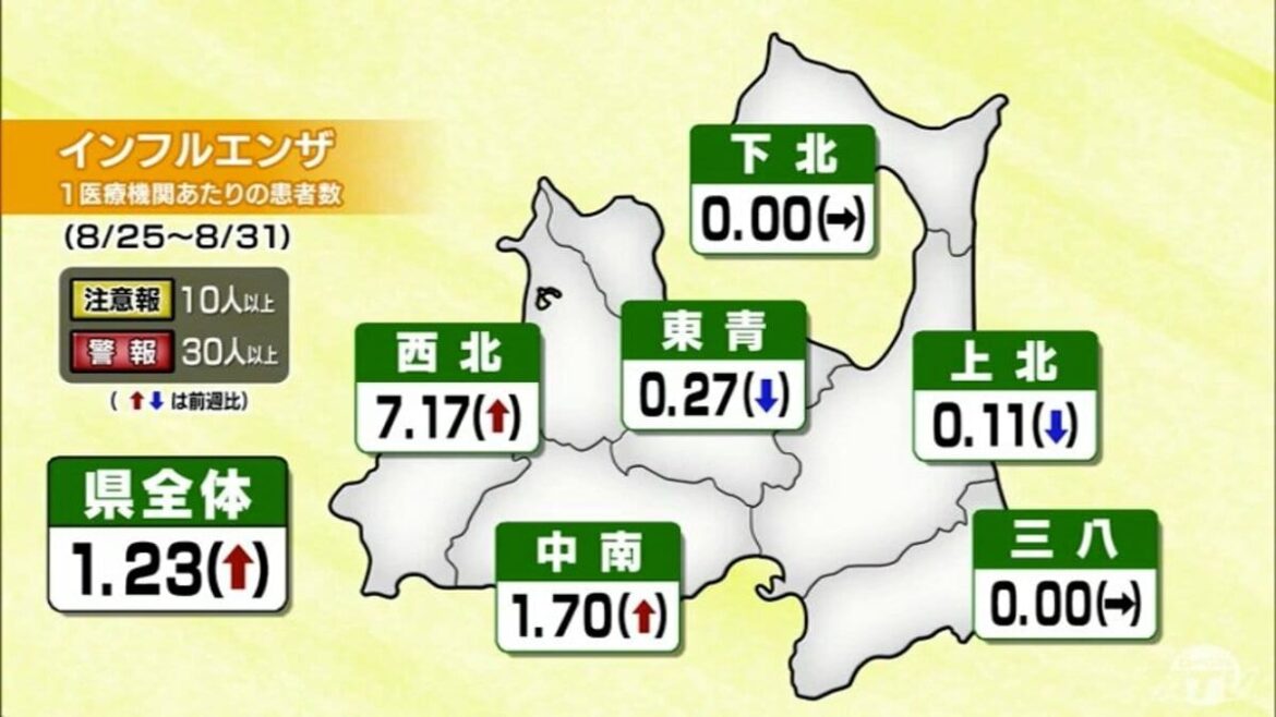 【詳報】“異例の流行入り”青森県『インフルエンザ』の流行シーズンに 過去10シーズンで最早 保健所管内別の患者数は西北が最多の7.17人 | 青森のニュースATV NEWS青森テレビ - TBS NEWS DIG