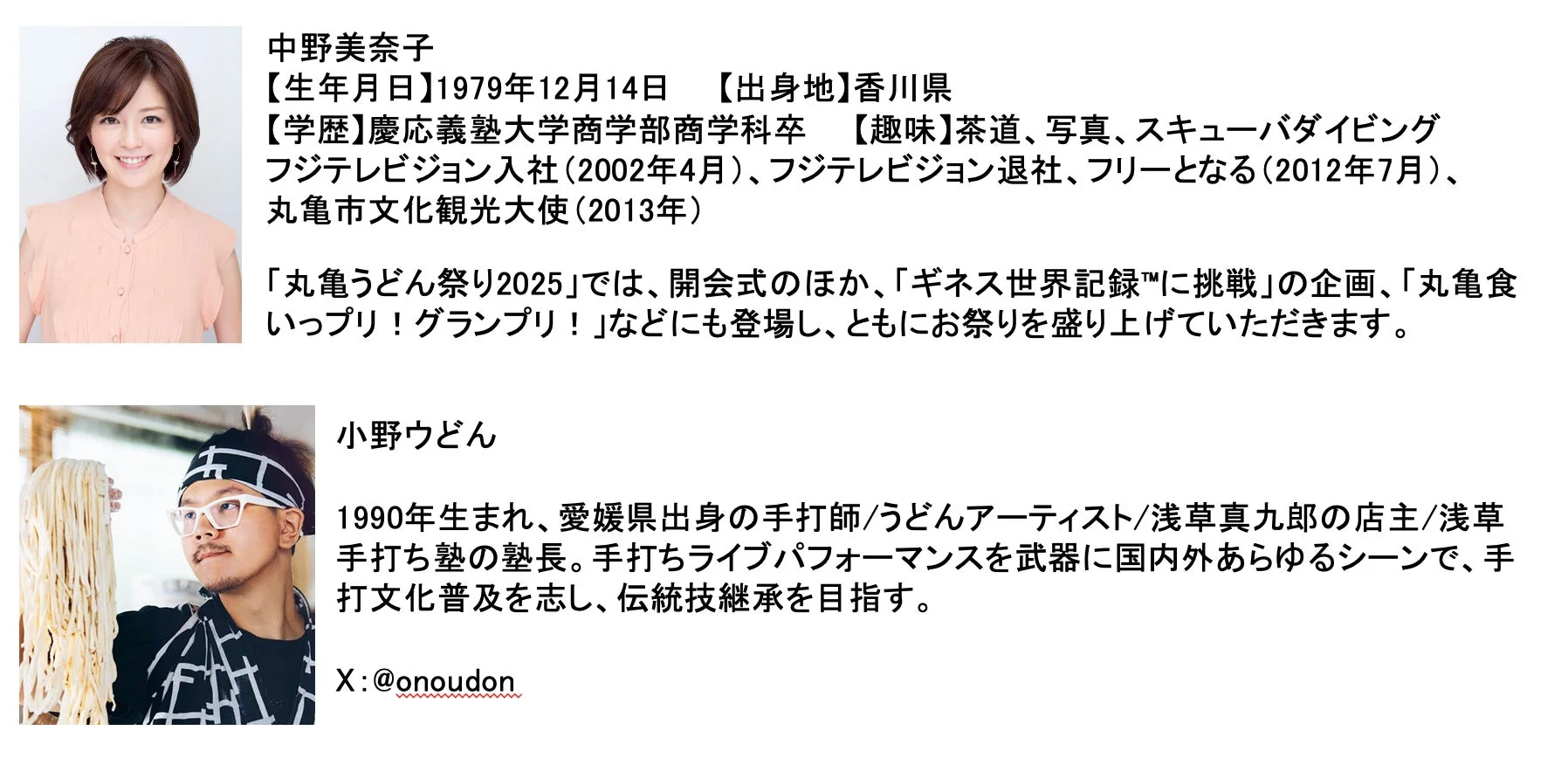 中野美奈子さんと小野ウどんさんのプロフィール写真
