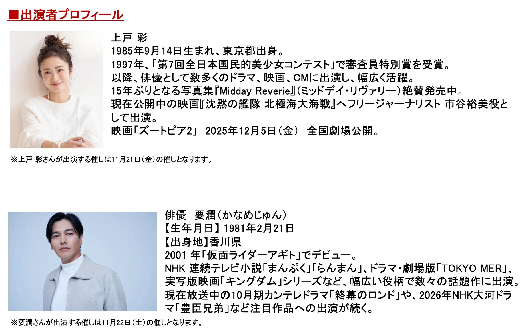 上戸彩さんと要潤さんのプロフィール