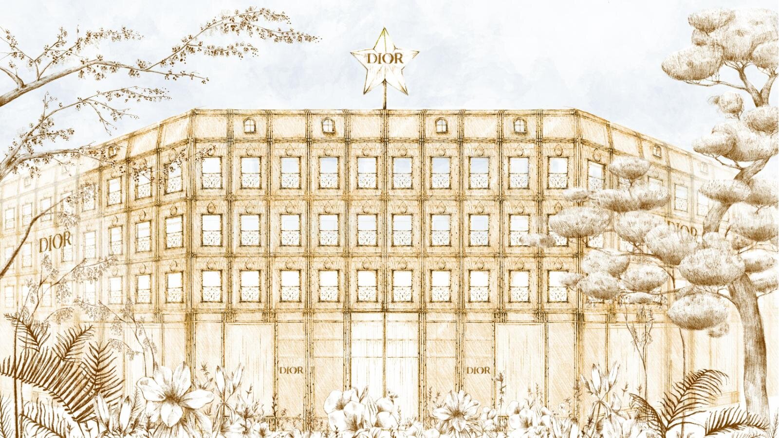 「ディオール バンブー パビリオン」カフェ併設コンセプトストアが代官山に、黄金の竹が彩る庭園付き建築