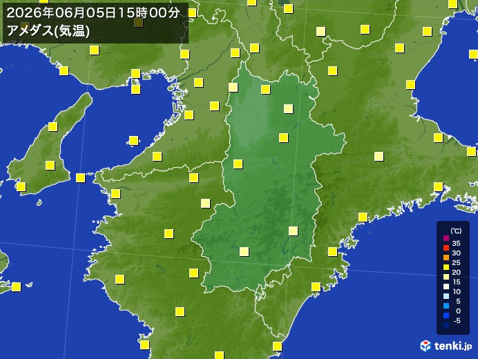 奈良県の過去のアメダス実況(2026年06月05日)(気温) – 日本気象協会 tenki.jp 奈良県の過去のアメダス実況(2026年06月05日)(気温) - 日本気象協会 tenki.jp