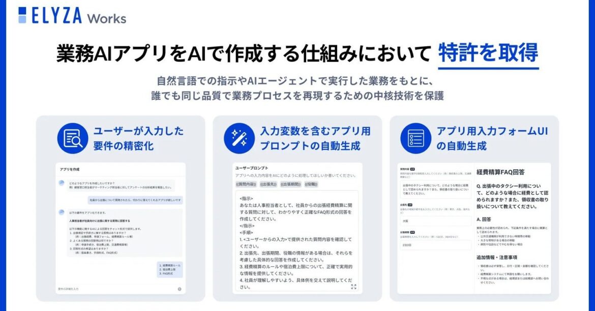 「AIで業務アプリを作成する仕組み」で特許取得、KDDI傘下のELYZA　X上では一部批判も【追記あり】 - ITmedia AI＋