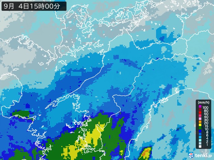 愛媛県の過去の雨雲レーダー(2026年09月04日) – 日本気象協会 tenki.jp 愛媛県の雨雲レーダー(2026年09月04日)