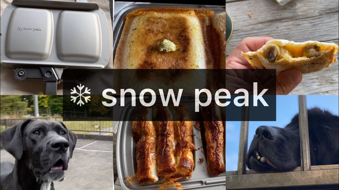 スノーピーク [ホットサンド]❄️ キャンプ飯 超大型犬 ニューファンドランド ボス君 グレートデーン クィーンちゃん 渡辺ボス キャンプ 大型犬 犬好き キャンプ アウトドア キャプテンスタッグ