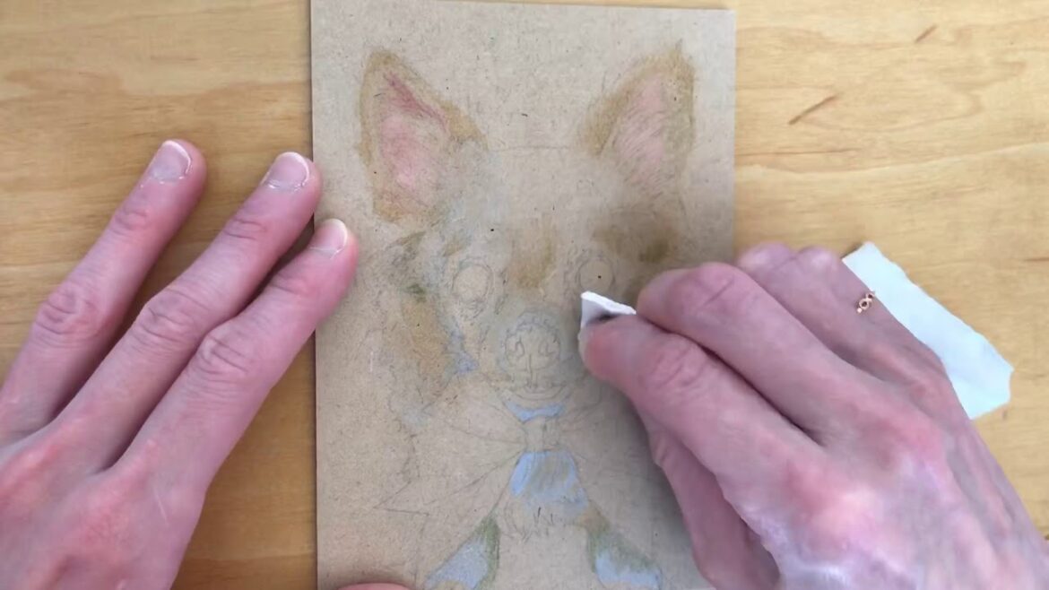 色鉛筆画（ロングコートチワワ）の描き方